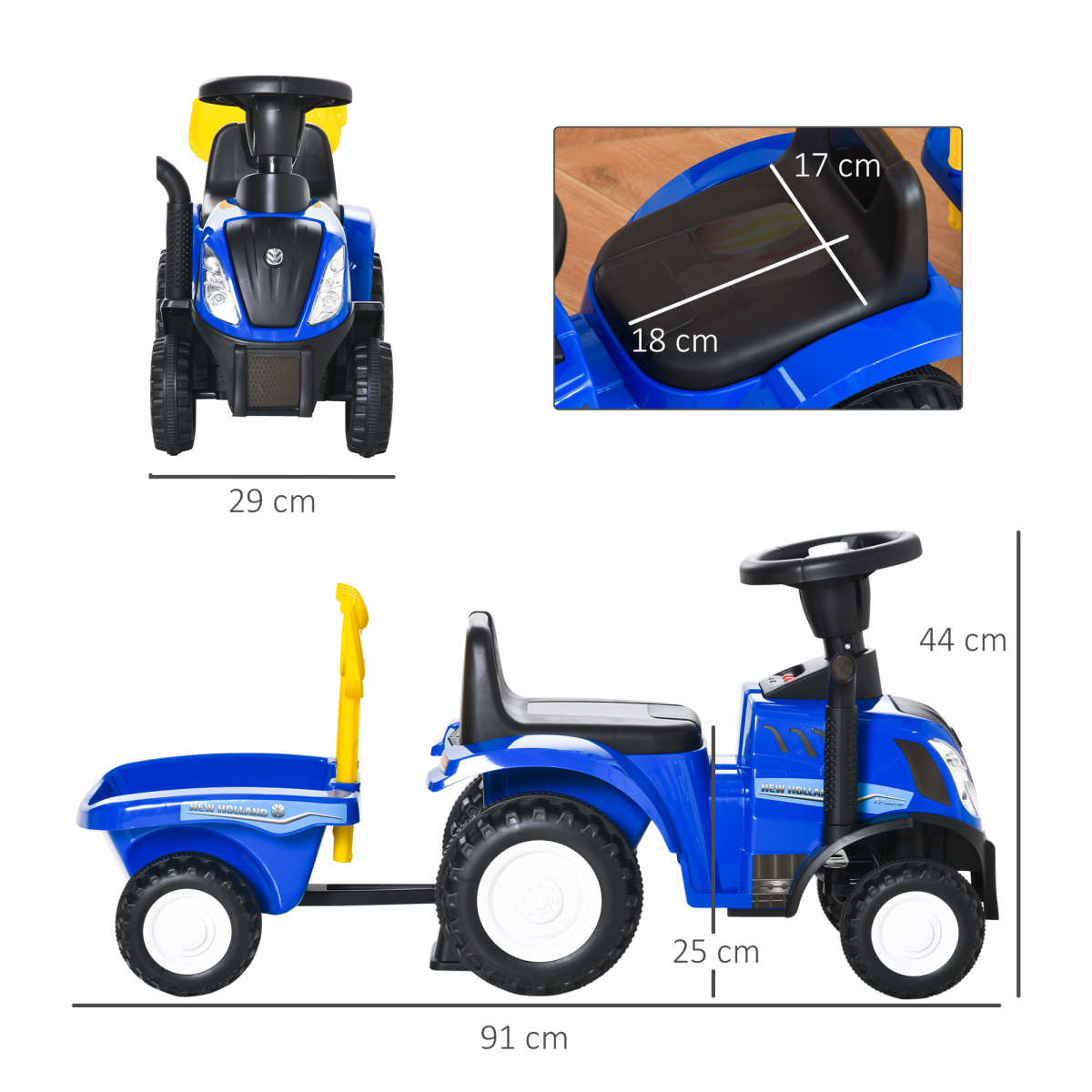 Ride On Tractor Toddler Walker Foot To Floor Slider 12-36 Months Blue HOMCOM