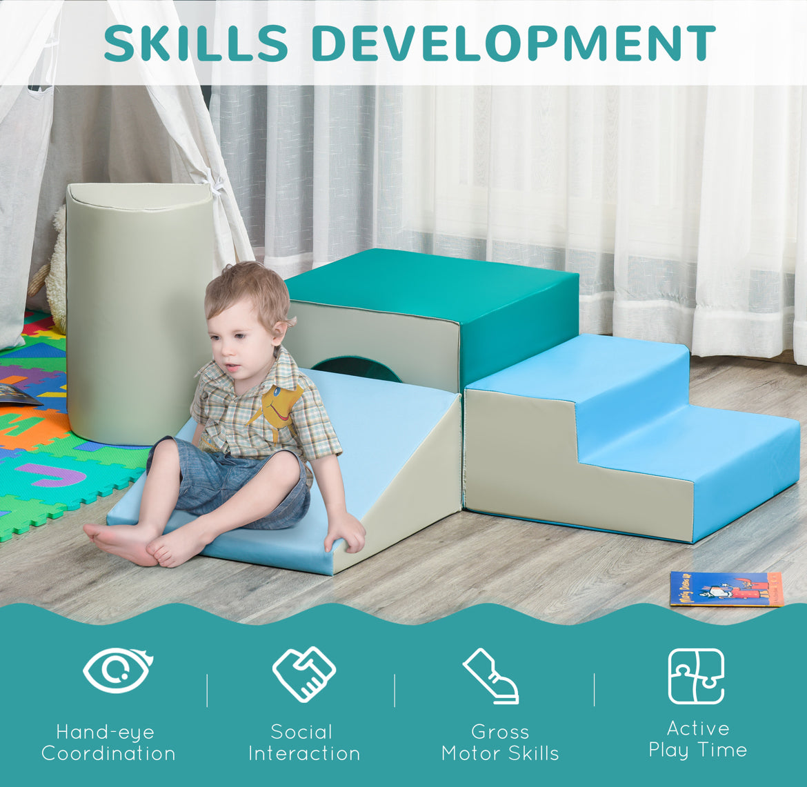 4-Piece Soft Play Set for Toddlers | Indoor Climbing & Crawling Toys