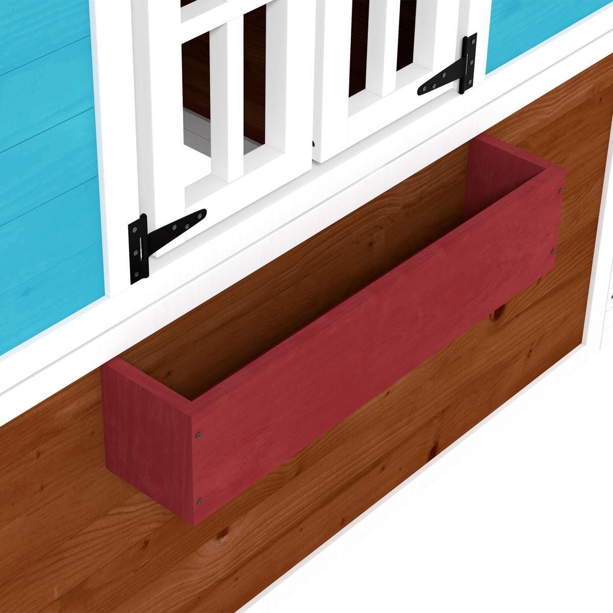 Outsunny Wooden Playhouse with Doors, Wooden, Plant Pots for Kids - Dark Brown